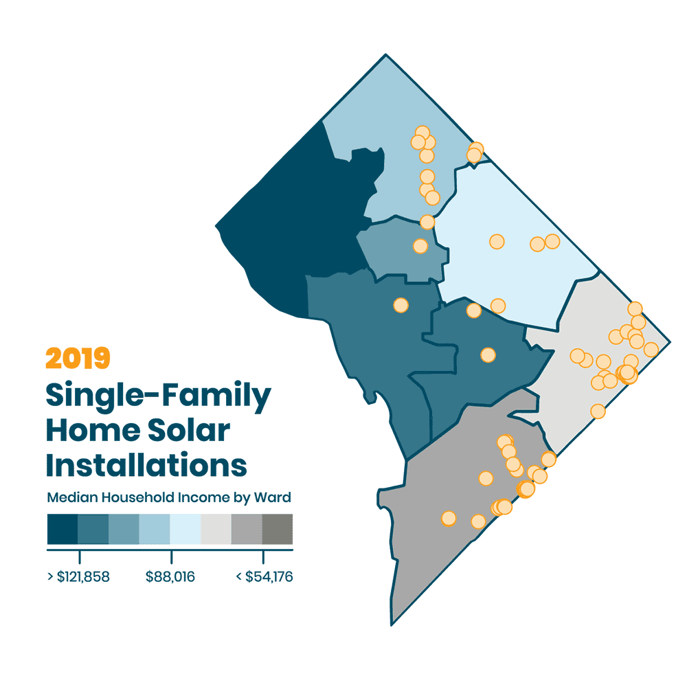 a map of families with solar from 2019 to 2022