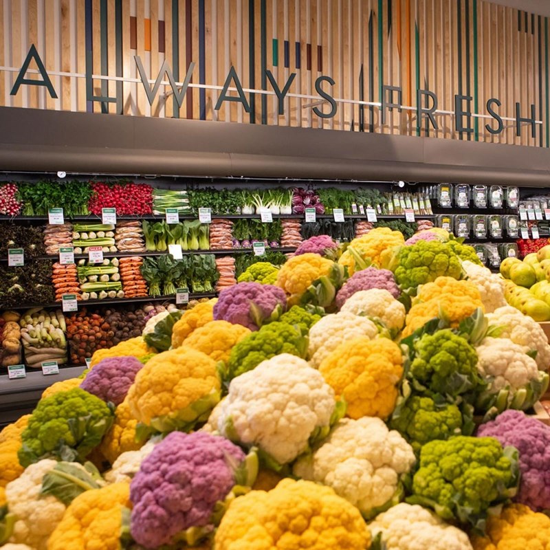 fresh produce in grocery store